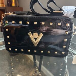 Black and Gold Studded Women's Crossbody Bag